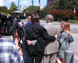 Former Gov. Bob McDonnell leaves the courthouse with his children.
