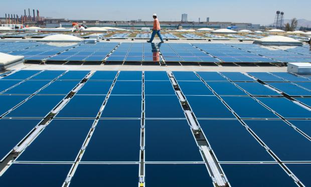 Rooftop PV panel installation